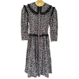 Vintage Bernadette's Biscotti Dress Young Girls Black White and Red 8